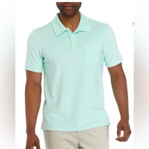 Magaschoni French Terry Cloth Polo Shirt Mens Short Sleeve Casual M mint green
